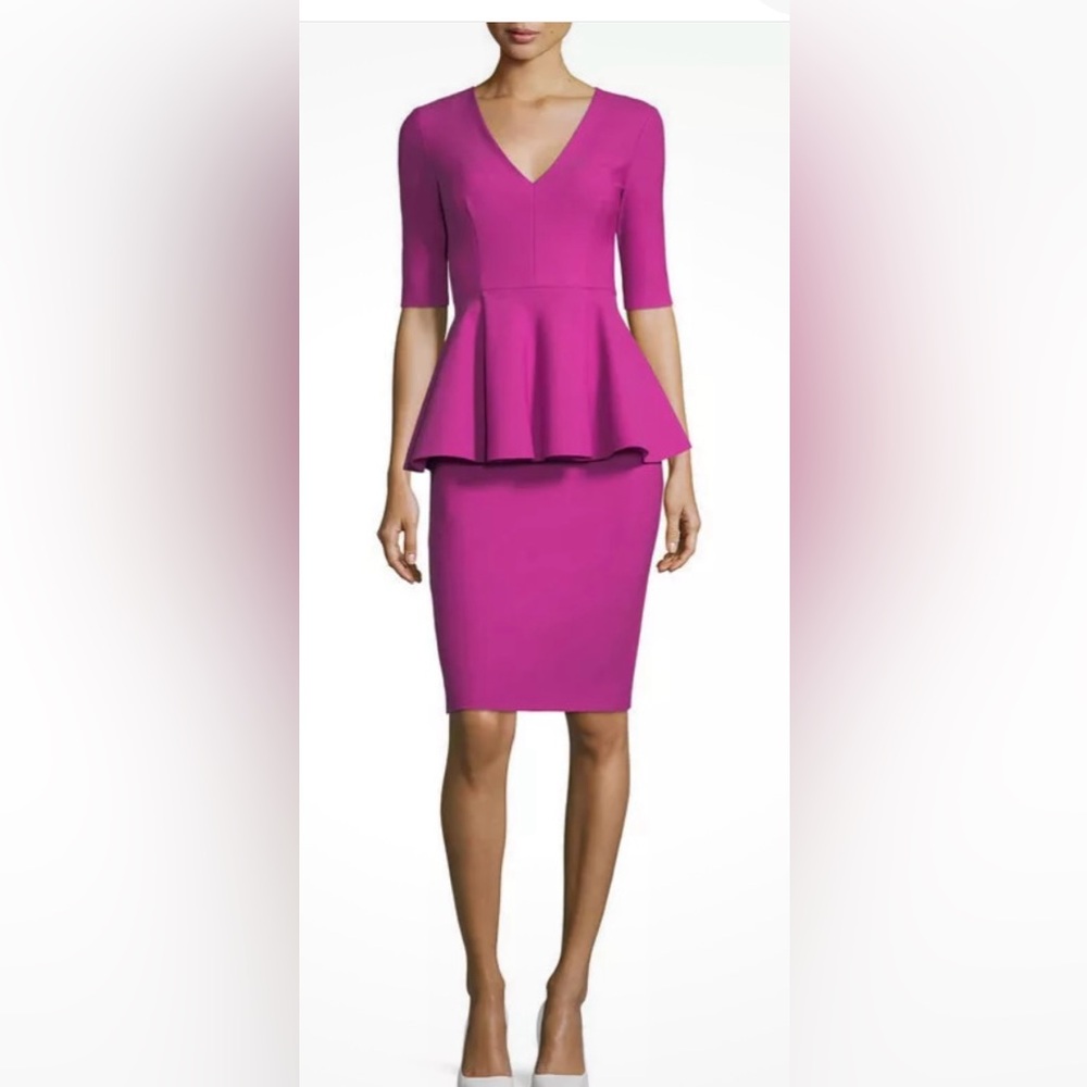 Milly Lined Peplum Lola Sheath Dress NWT Fuchsia color 76%polyester, 24%elastane
